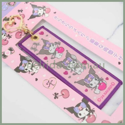 SANRIO | Double Sided Embroidery Flight Tag / LuggageTag Keychain 100x35x3.5mm (Kuromi)