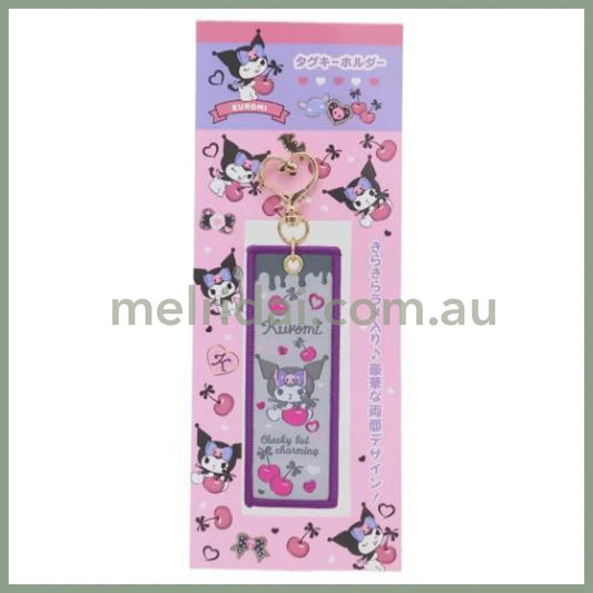 SANRIO | Double Sided Embroidery Flight Tag / LuggageTag Keychain 100x35x3.5mm (Kuromi)