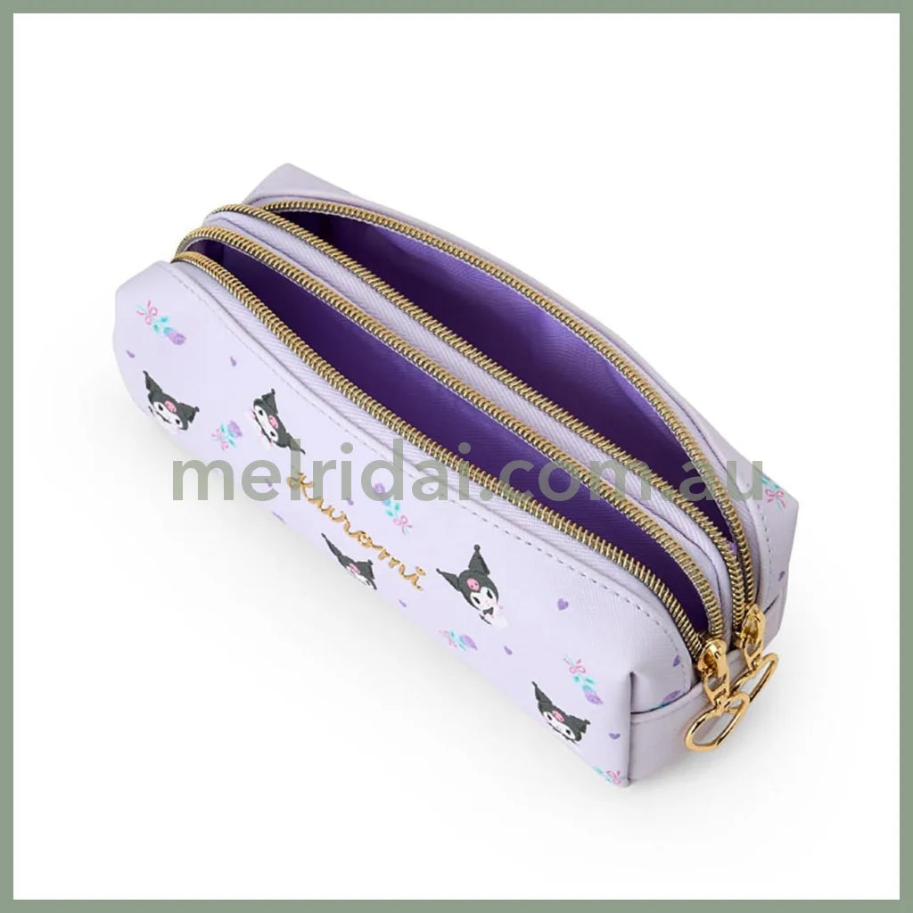 SANRIO | Double Zipper Pen Case Pencil Pouch 18.5×6×6cm (Kuromi)