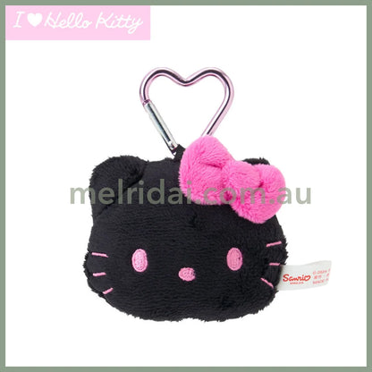 SANRIO | Face-Shaped Mascot Holder Bag Charm Black 8.4 x 8.0 x 5.2cm (I Love Hello Kitty)