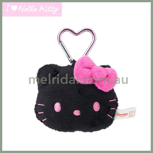 SANRIO | Face-Shaped Mascot Holder Bag Charm Black 8.4 x 8.0 x 5.2cm (I Love Hello Kitty)