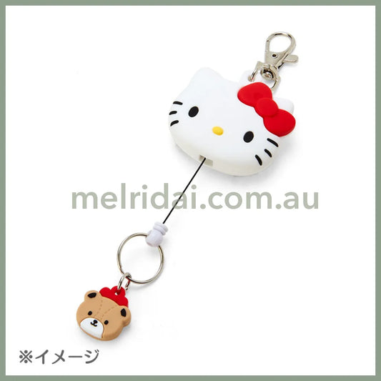Sanrio | Face Shaped Reel Keychain 6.4×1.8×13Cm (Friends) 日本三丽鸥 伸缩绳挂件/钥匙链/包挂（大脸好友款）
