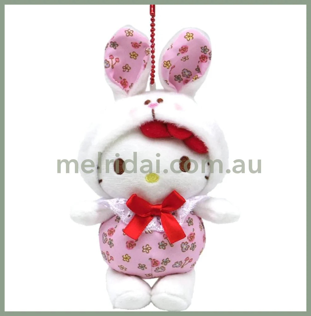 Sanrioflower Bunny Plush Keychain Hello Kitty