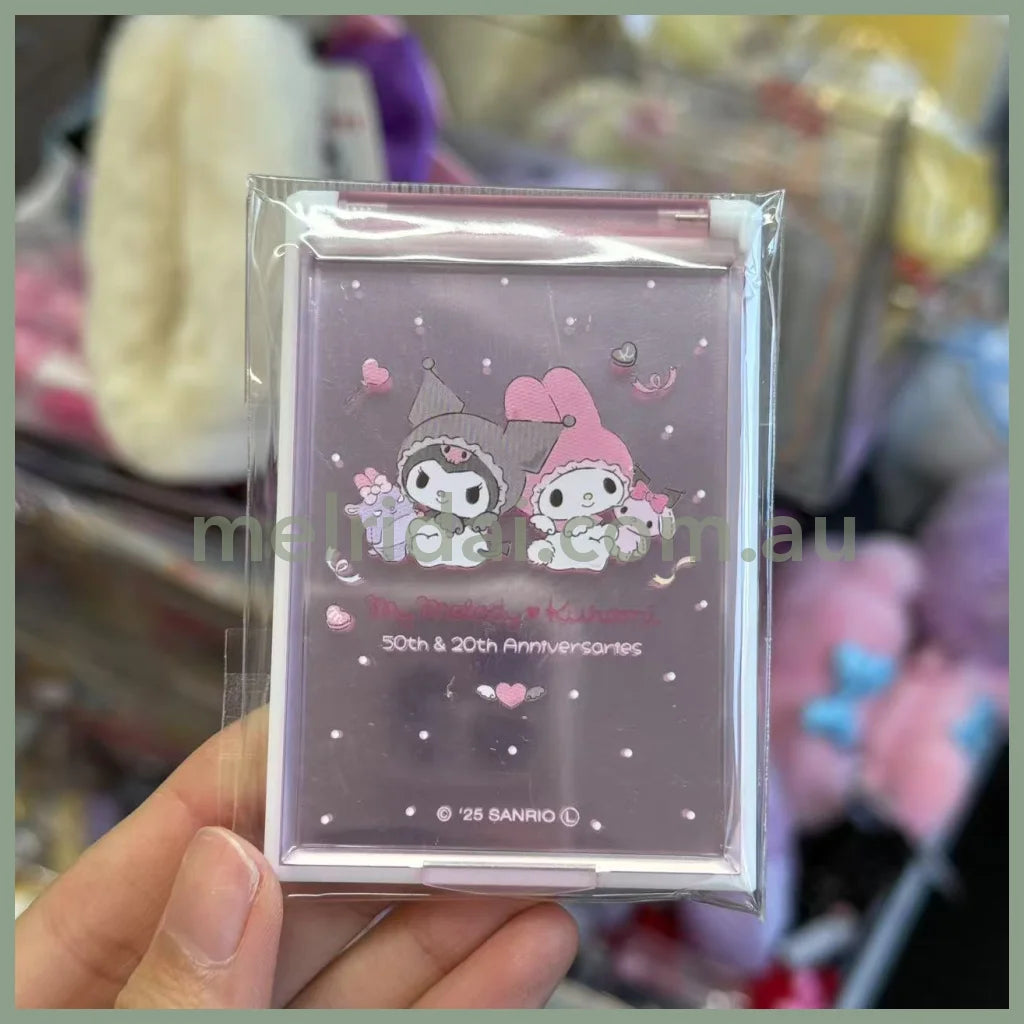 SANRIO | Folding Mirror 83×57×6mm (My Melody 50th & Kuromi 20th Anniversary Party Pink)
