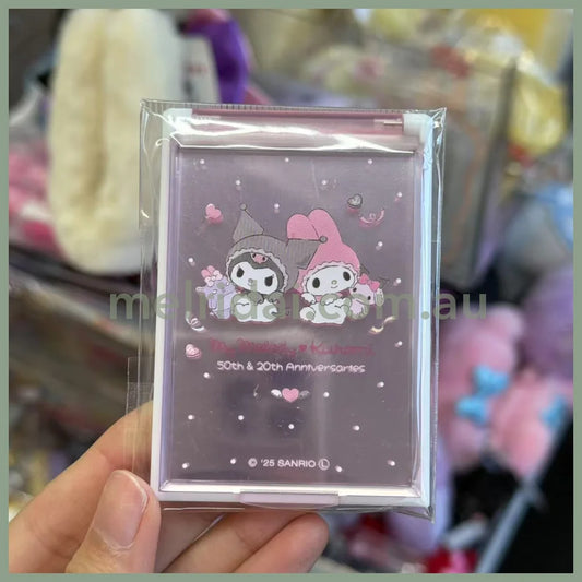 SANRIO | Folding Mirror 83×57×6mm (My Melody 50th & Kuromi 20th Anniversary Party Pink)