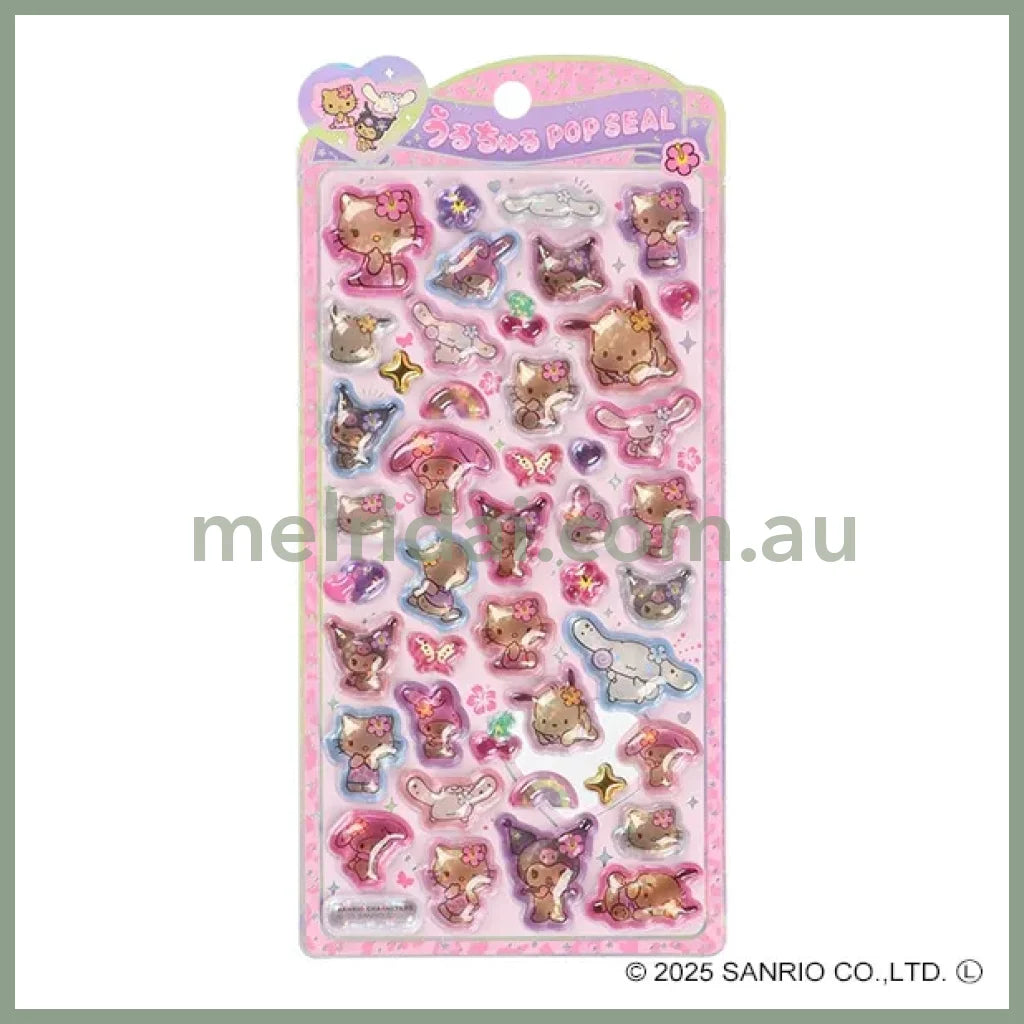 SANRIO | Gogo Gal Collection Series Pop Seal Hologram 3D Sticker 200×95×7mm (Tan)