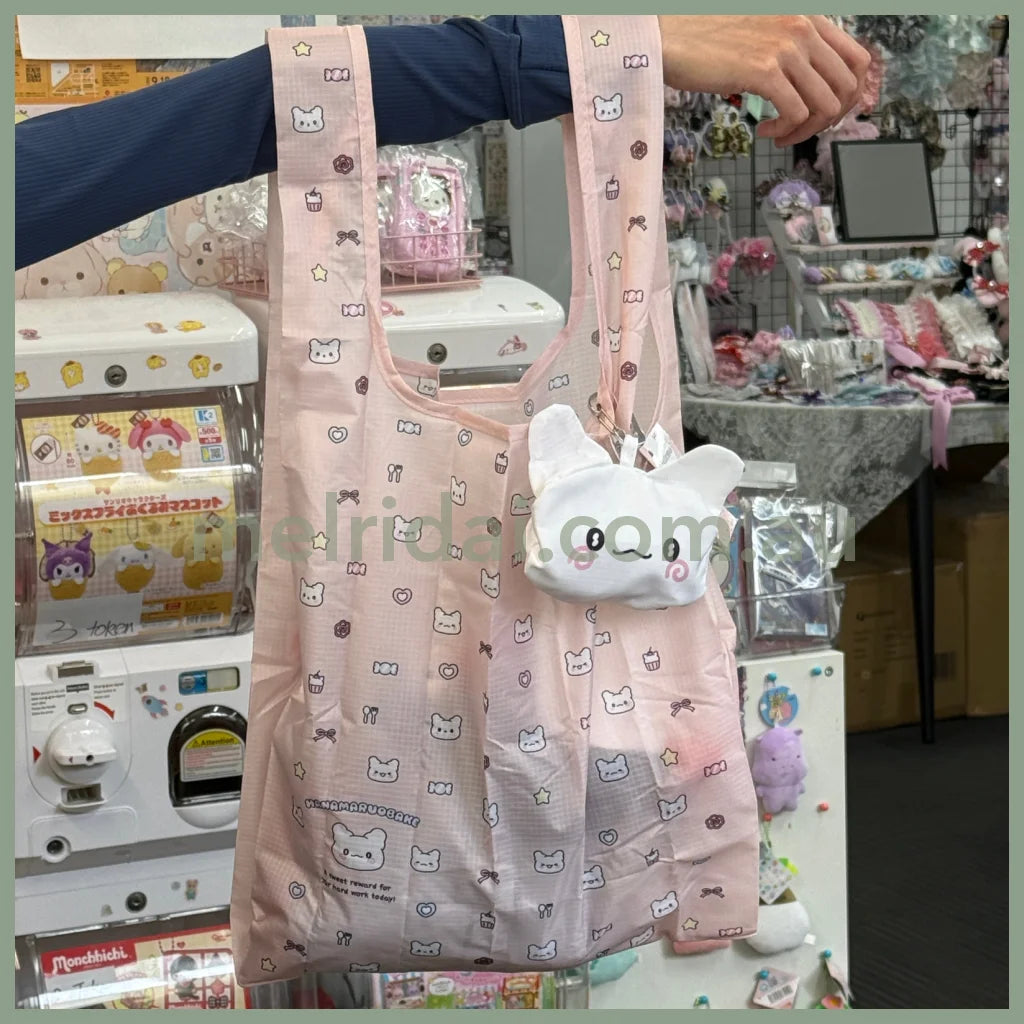 SANRIO | Hanamaruobake Foldabe Eco Bag & Keychain with Carabiner (120×120×30mm & 330×610×110mm)