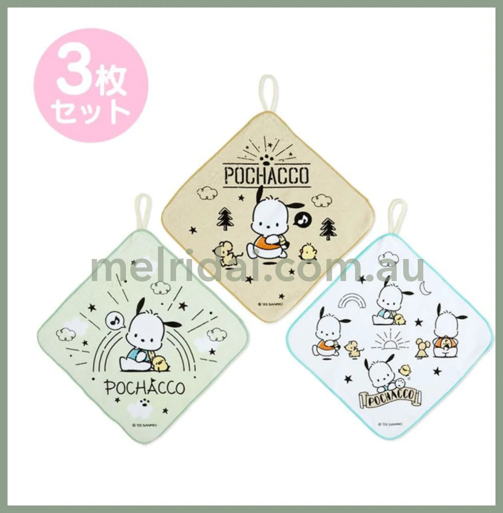 Sanriohand Towel With Loop Set Of 3 Pochacco 27 X 1Cm