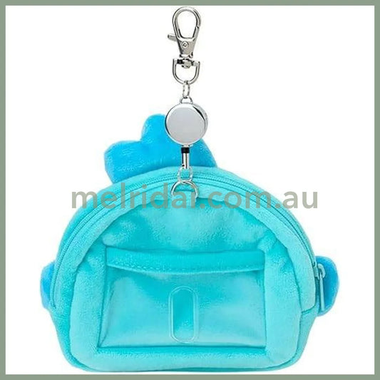 SANRIO | Hangyodon Face-shaped Pass Case & Pouch Keychain With Reel 140×50×120mm
