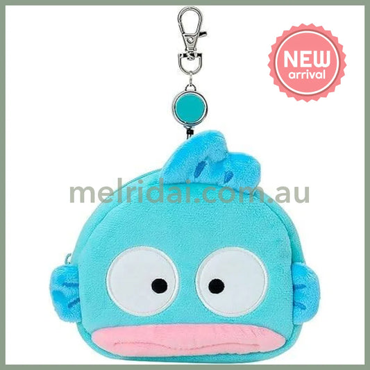SANRIO | Hangyodon Face-shaped Pass Case & Pouch Keychain With Reel 140×50×120mm