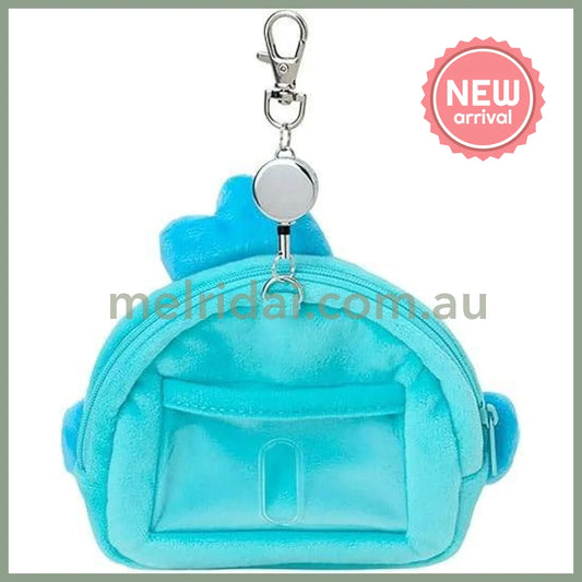 SANRIO | Hangyodon Face-shaped Pass Case & Pouch Keychain With Reel 140×50×120mm