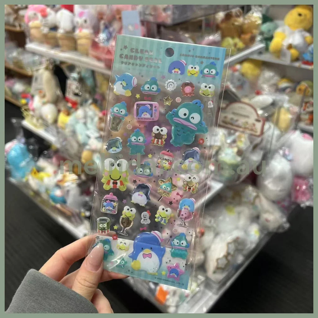 SANRIO | Hangyodon & Keroppi & Tuxedosam / Hapidanbui Boys Clear Plump 3D Sticker 200×90mm (Candy)