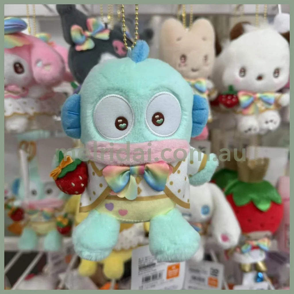 SANRIO | Hangyodon Mascot Holder Plush Keychain Bag Charm 11×15.5×7.5cm (50th Anniversary Strawberry/Ichigo Newspaper)