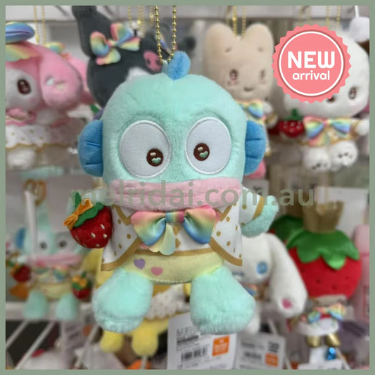 SANRIO | Hangyodon Mascot Holder Plush Keychain Bag Charm 11×15.5×7.5cm (50th Anniversary Strawberry/Ichigo Newspaper)