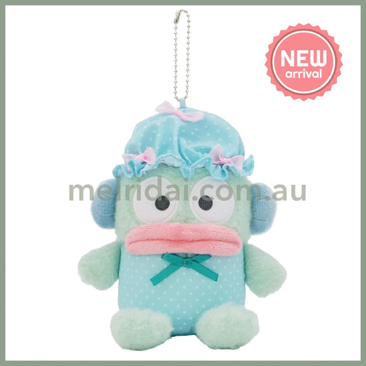 SANRIO | Hangyodon Mascot Holder Plush Keychain Bag Charm H15×W13×D9.5cm (Nightcap Ribbon)