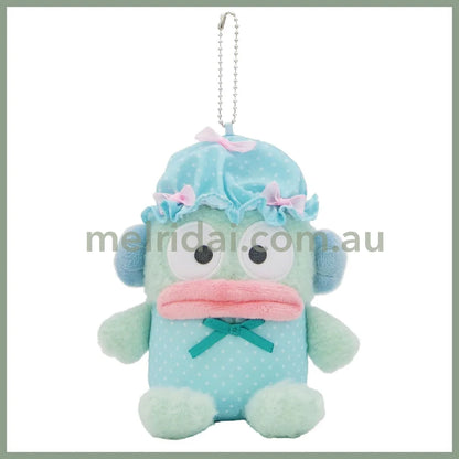 SANRIO | Hangyodon Mascot Holder Plush Keychain Bag Charm H15×W13×D9.5cm (Nightcap Ribbon)