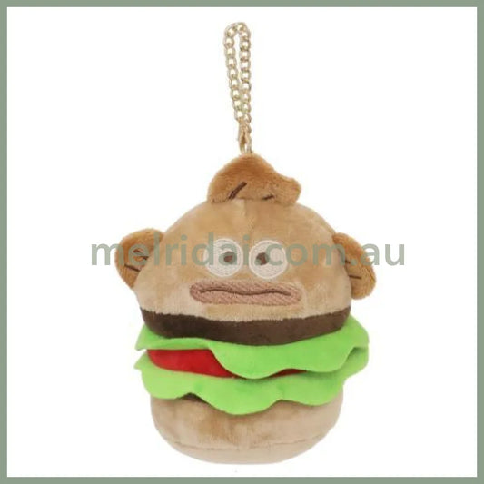SANRIO | Hangyodon Mini Pouch Die-Cut Pouch Bag Charm Keychain H10×φ9cm (Burger)
