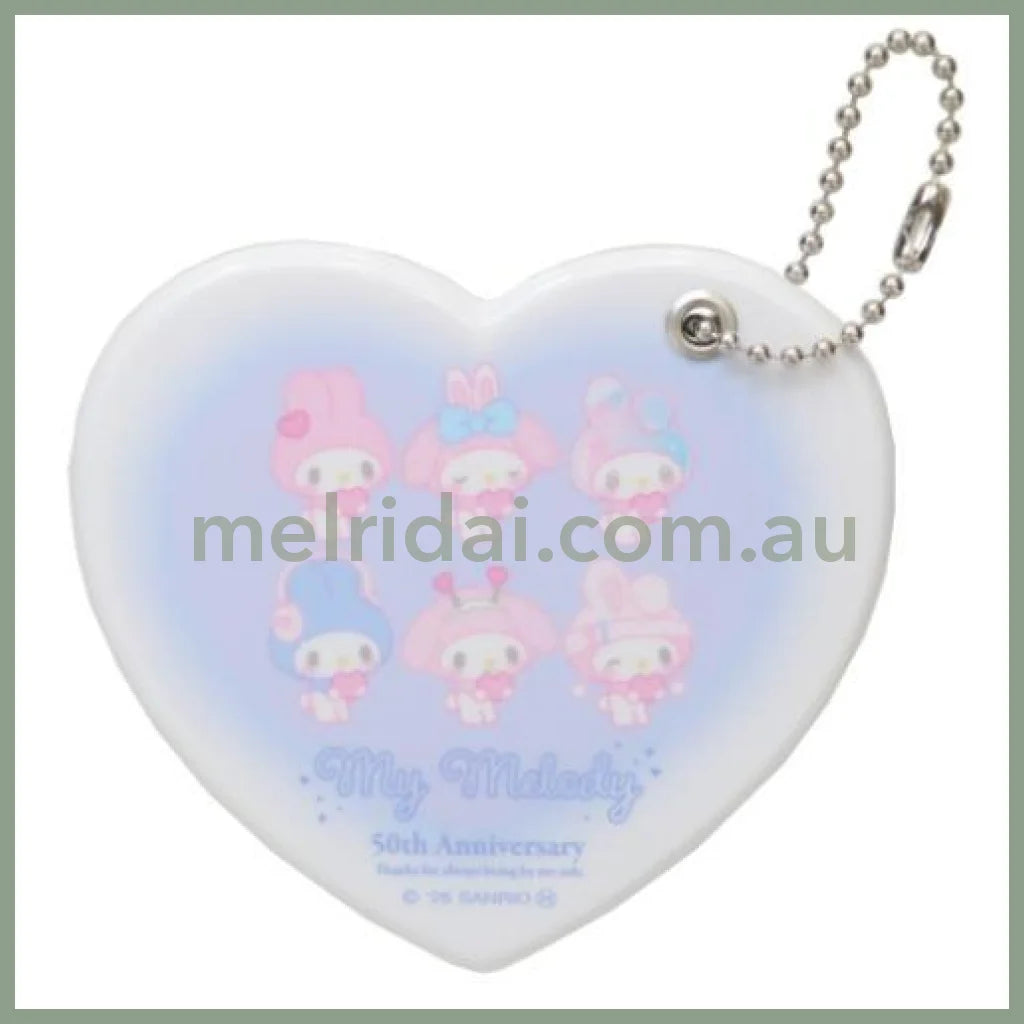 SANRIO | Heart-shaped Mirror Keychain 80×75×7mm (My Melody 50th Anniversary)