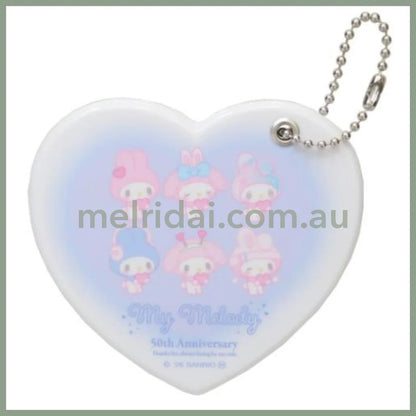 SANRIO | Heart-shaped Mirror Keychain 80×75×7mm (My Melody 50th Anniversary)