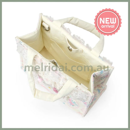 SANRIO | Hello Kitty 2 Way Tote Bag 230×110×175mm (White Frill Design)