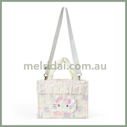 SANRIO | Hello Kitty 2 Way Tote Bag 230×110×175mm (White Frill Design)