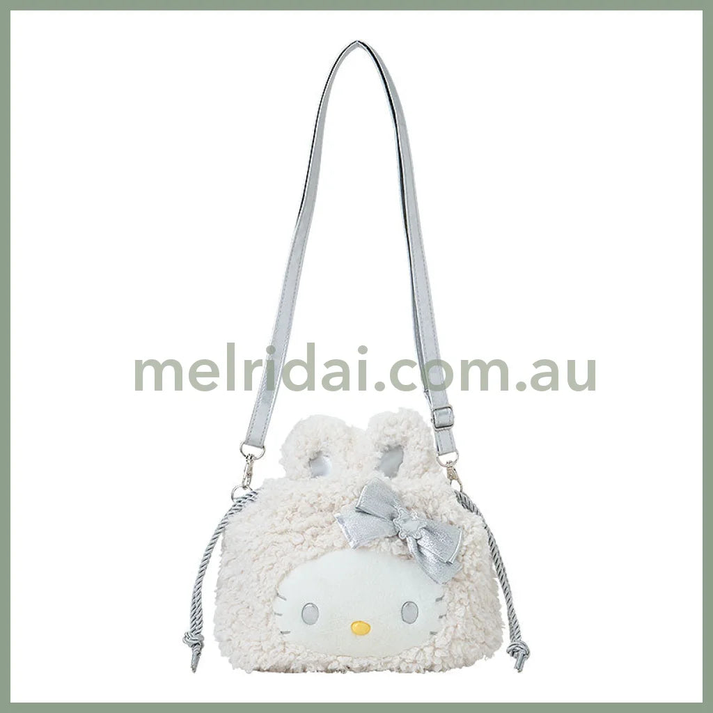Sanrio | Hello Kitty 2Way Drawstring Shoulder Bag 28×8×25Cm (Fluffy Snow Rabbit)