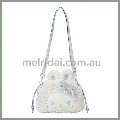 Sanrio | Hello Kitty 2Way Drawstring Shoulder Bag 28×8×25Cm (Fluffy Snow Rabbit)