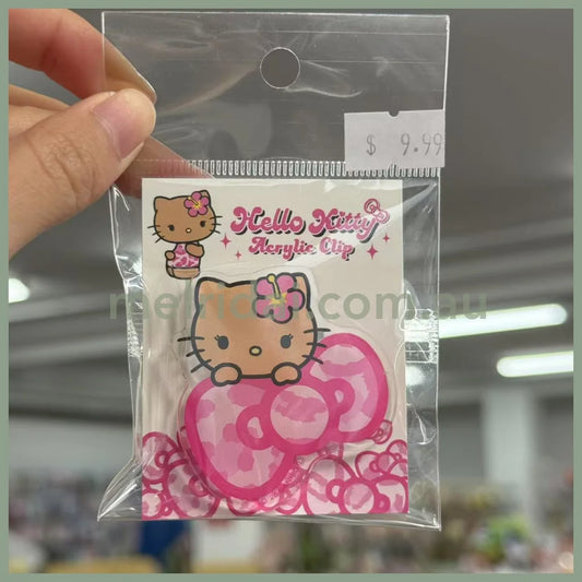 SANRIO | Hello Kitty Acrylic Clip H110×W70×D15mm (Kitty Ribbon Suntan / Tan)
