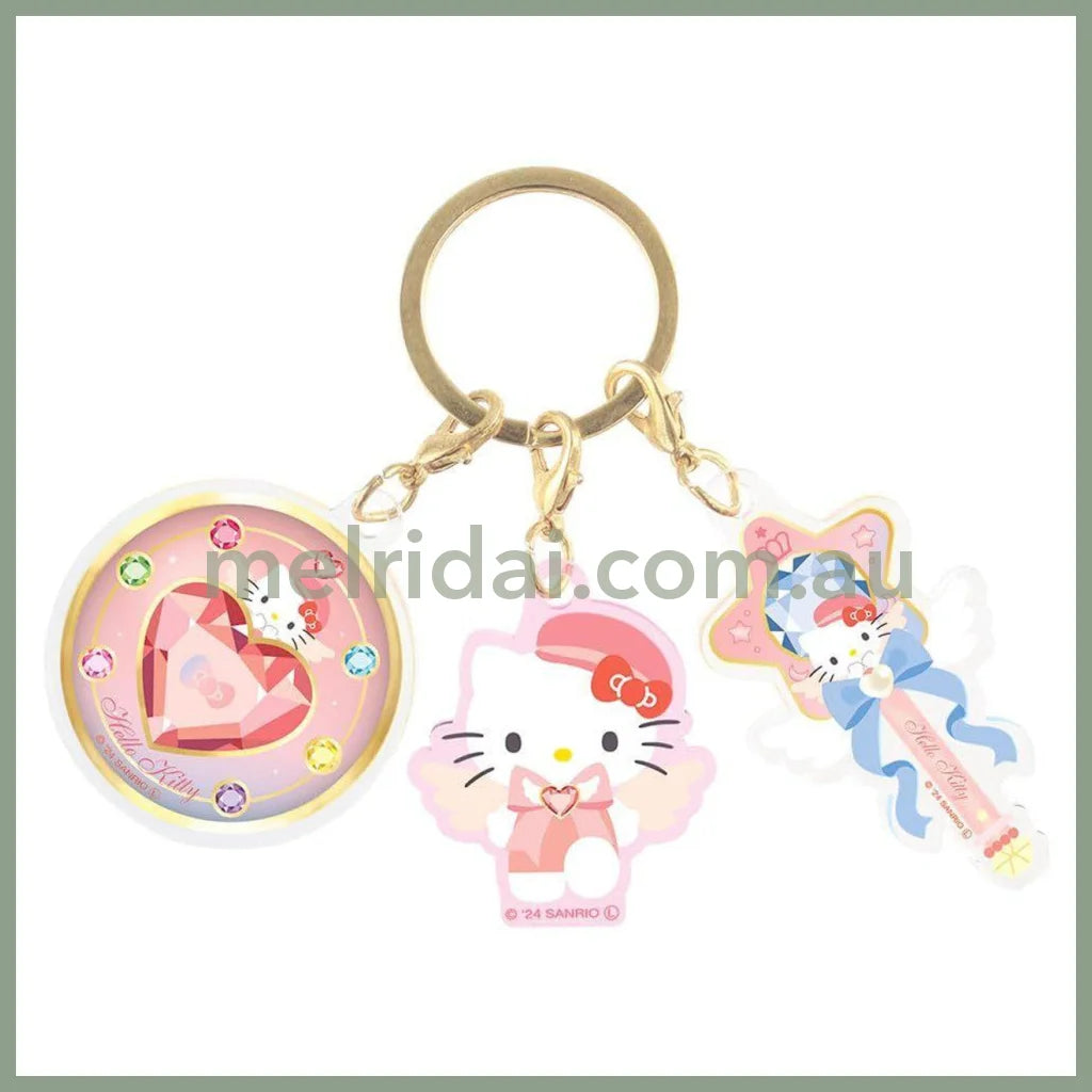 SANRIO | Hello Kitty Acrylic Three Charm Keychain 4 x 97 x 140mm (Magical Jewelry)