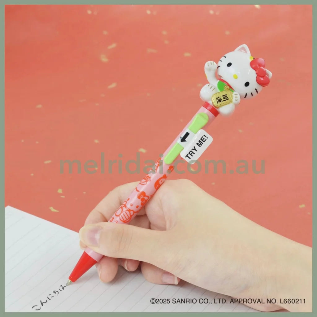 SANRIO | Hello Kitty Action Mascot Ballpoint Pen 0.7mm Black 30×170mmΦ10.5mm (Maneki Lucky Cat White)