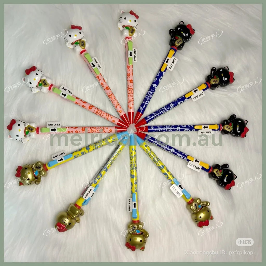 SANRIO | Hello Kitty Action Mascot Ballpoint Pen 0.7mm Black 30×170mmΦ10.5mm (Maneki Lucky Cat White)