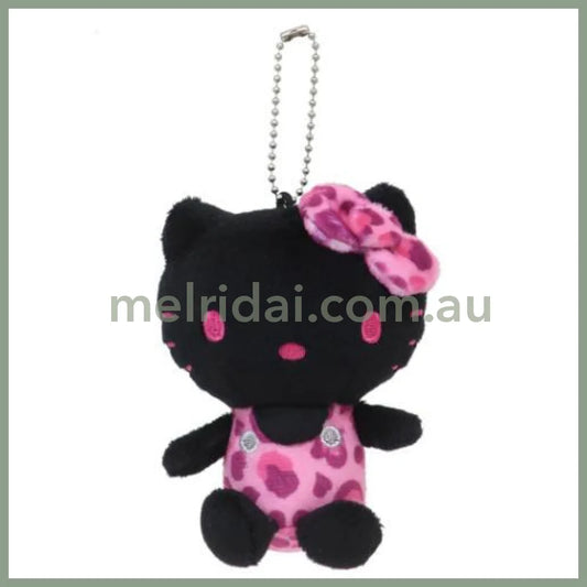 Sanrio | Hello Kitty Black Mascot Holder Plush Keychain Ball Chain 95×72×54Mm (Leopard Series)