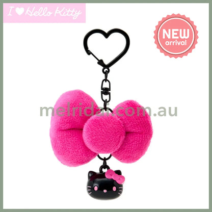 SANRIO | Hello Kitty Black Pink Swaying Ribbon Charm Keychain 65×30×45mm (I Love Hello Kitty)