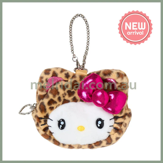 SANRIO | Hello Kitty Brown Face-shaped Pouch Bag Charm 130×20×110mm (Leopard Gal Cat)