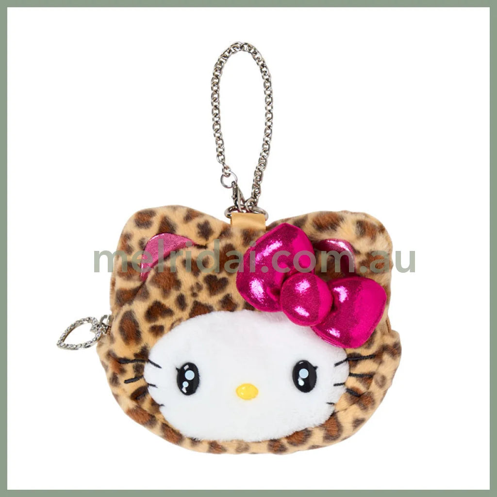 SANRIO | Hello Kitty Brown Face-shaped Pouch Bag Charm 130×20×110mm (Leopard Gal Cat)