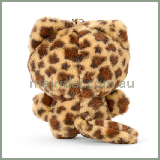 SANRIO | Hello Kitty Brown Mascot Holder Plush Keychain Bag Charm 90×50×120mm (Leopard Gal Cat)
