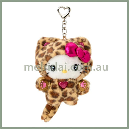 SANRIO | Hello Kitty Brown Mascot Holder Plush Keychain Bag Charm 90×50×120mm (Leopard Gal Cat)