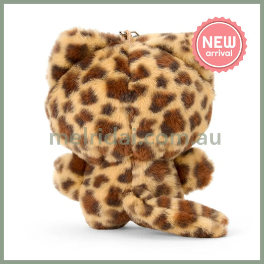 SANRIO | Hello Kitty Brown Mascot Holder Plush Keychain Bag Charm 90×50×120mm (Leopard Gal Cat)
