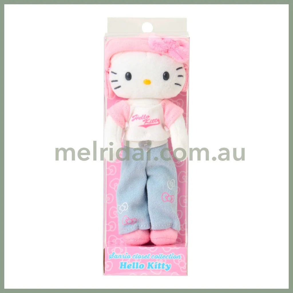 SANRIO | Hello Kitty Casual Style Bunny Ear Knit Hat Mascot Holder Bag Charm Plush Keychain 80×35×150mm (Sanrio Closet