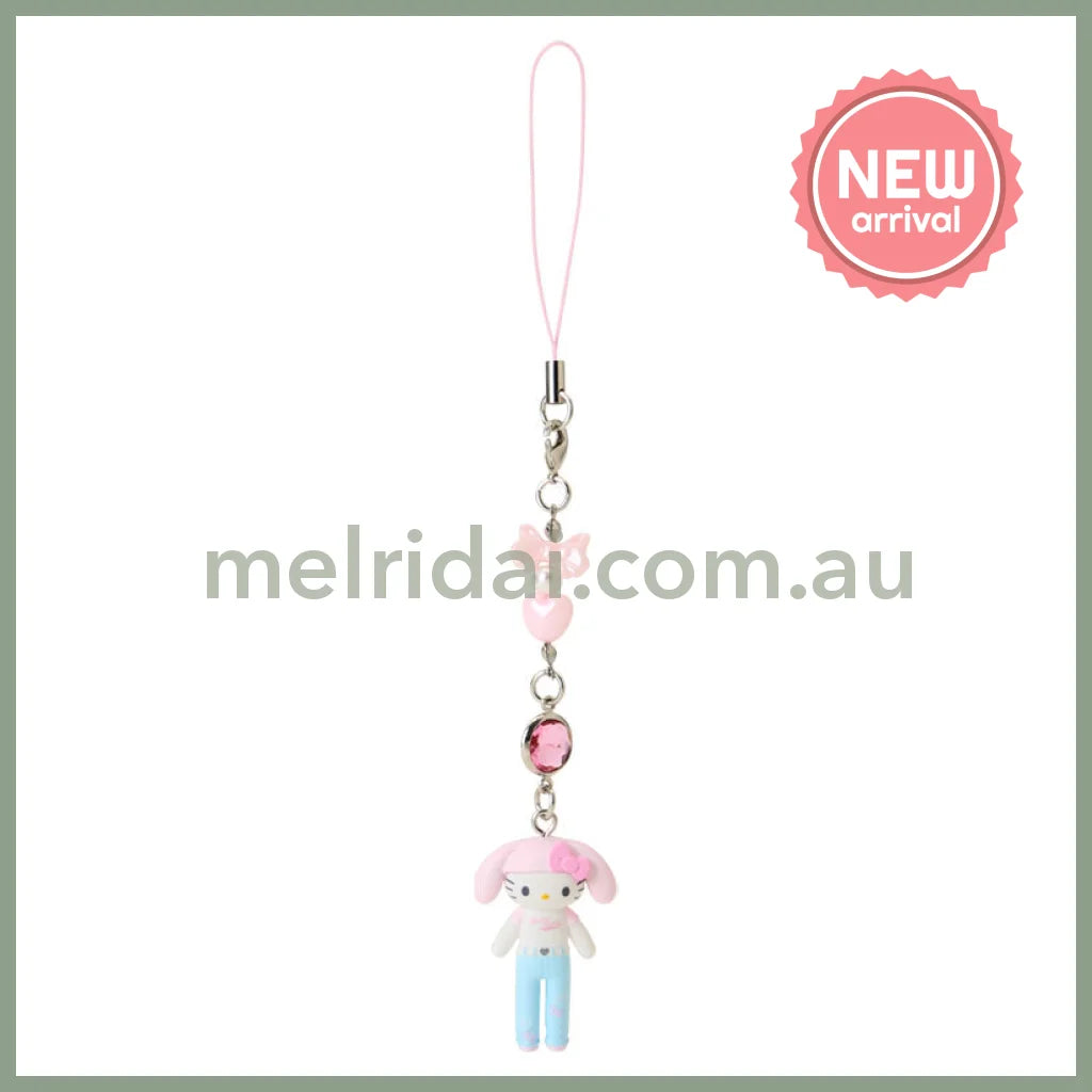 SANRIO | Hello Kitty Casual Style Bunny Ear Knit Hat Strap Phone Charm 26×12×40mm (Sanrio Closet Collection)