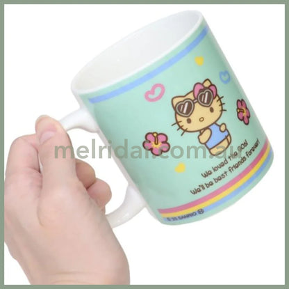 SANRIO | Hello Kitty Ceramic Mug 121×90×80mm (Tan Swimsuit Party Y2K Tan Blue)