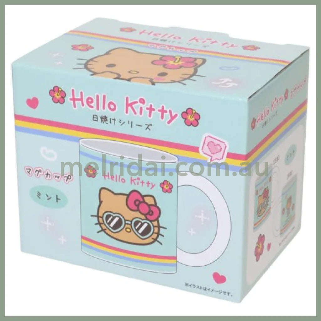 SANRIO | Hello Kitty Ceramic Mug 121×90×80mm (Tan Swimsuit Party Y2K Tan Blue)