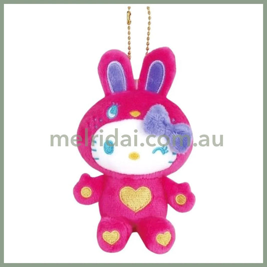SANRIO | Hello Kitty Colorful Bunny Red Mascot Holder Plush Keychain 10cm Approx. (50th Anniversary)