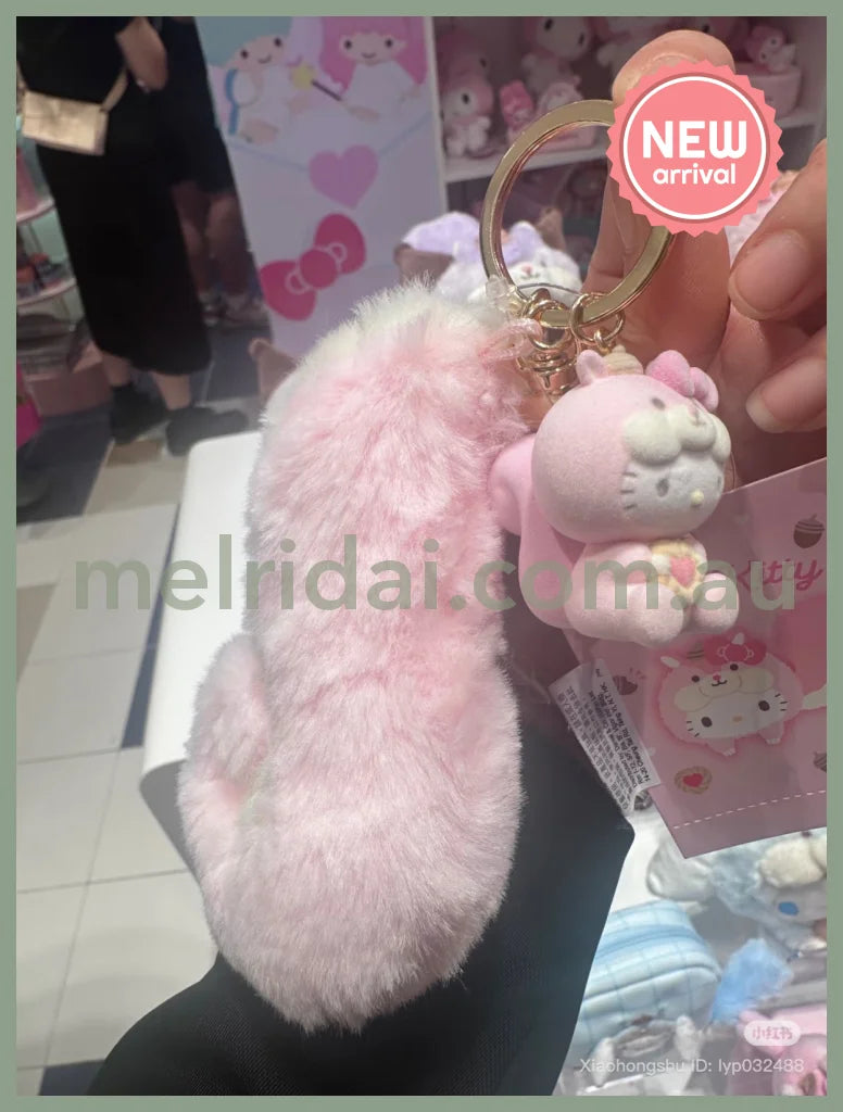 SANRIO | Hello Kitty Dangling Fluffy Tail Flocked Mascot Keychain 55×30×30mm (Fluffy Squirrel)