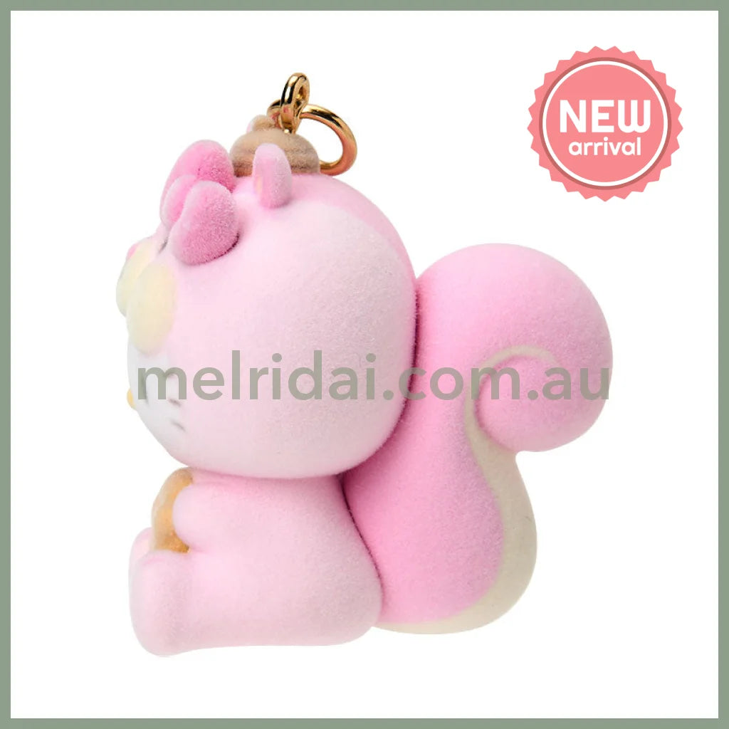 SANRIO | Hello Kitty Dangling Fluffy Tail Flocked Mascot Keychain 55×30×30mm (Fluffy Squirrel)