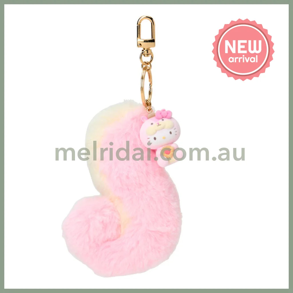 SANRIO | Hello Kitty Dangling Fluffy Tail Flocked Mascot Keychain 55×30×30mm (Fluffy Squirrel)