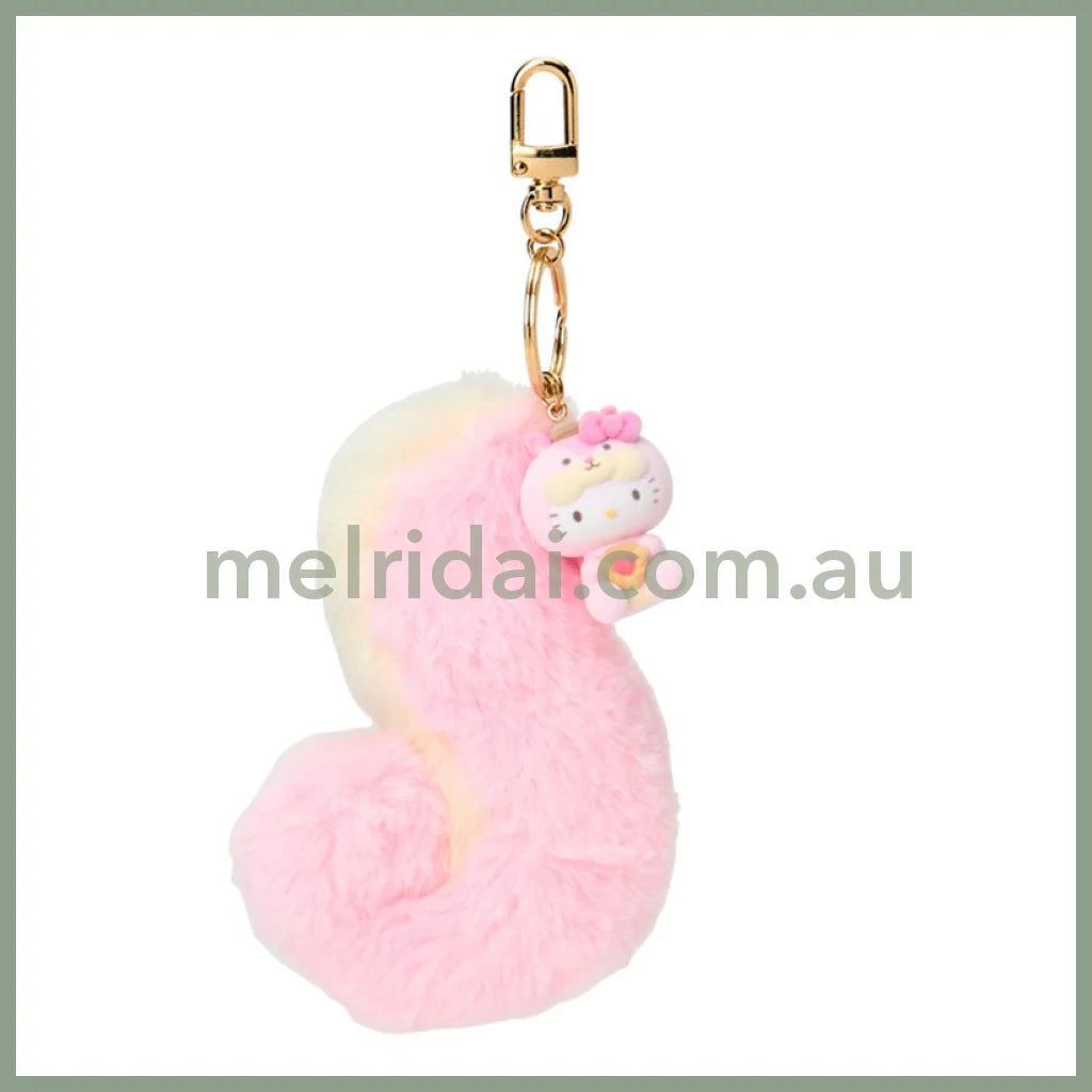 SANRIO | Hello Kitty Dangling Fluffy Tail Flocked Mascot Keychain 55×30×30mm (Fluffy Squirrel)