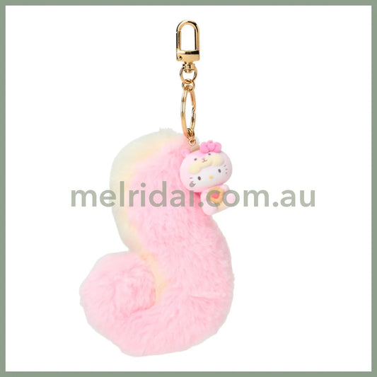 SANRIO | Hello Kitty Dangling Fluffy Tail Flocked Mascot Keychain 55×30×30mm (Fluffy Squirrel)