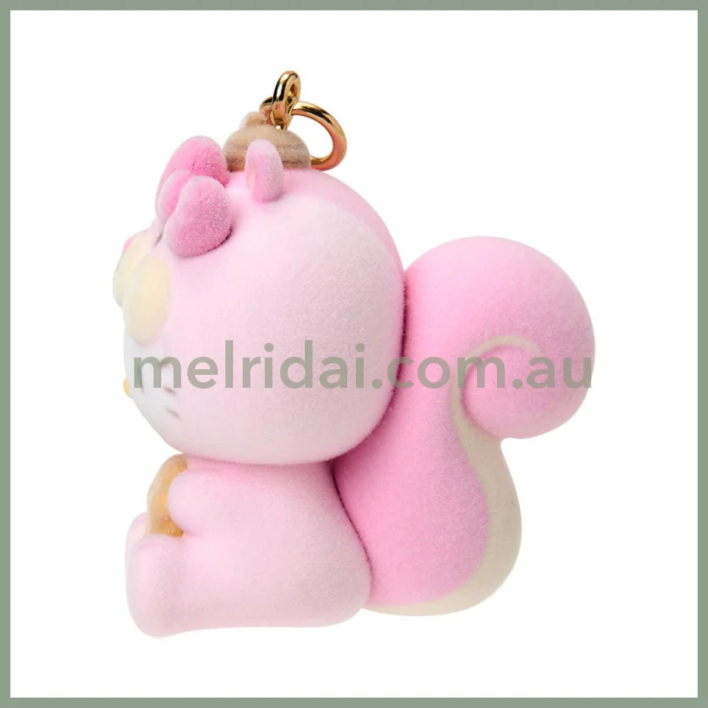SANRIO | Hello Kitty Dangling Fluffy Tail Flocked Mascot Keychain 55×30×30mm (Fluffy Squirrel)