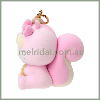 SANRIO | Hello Kitty Dangling Fluffy Tail Flocked Mascot Keychain 55×30×30mm (Fluffy Squirrel)